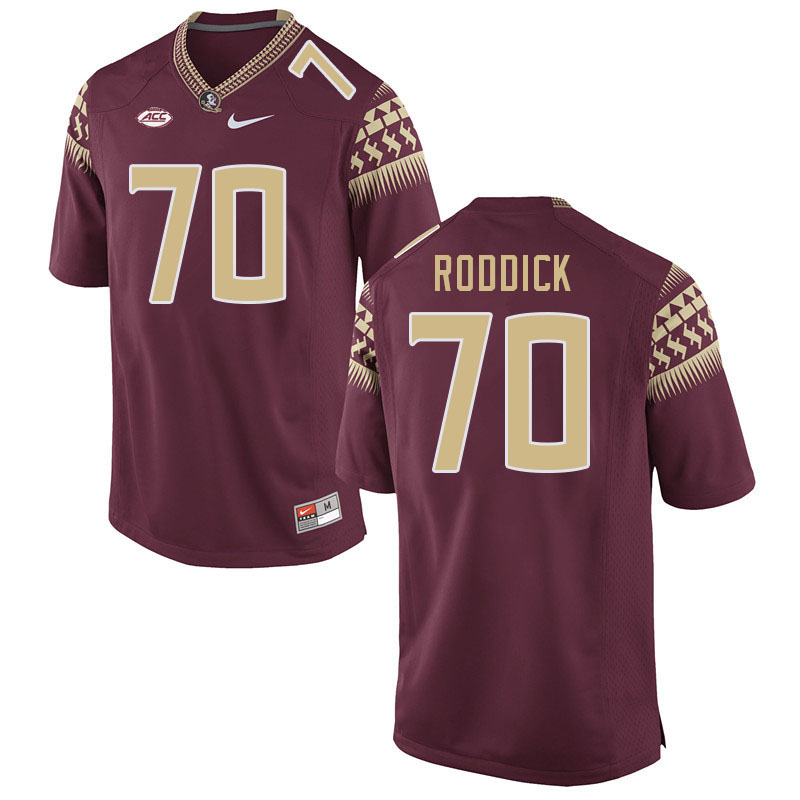 Men #70 Casey Roddick Florida State Seminoles College Football Jerseys Stitched-Garnet